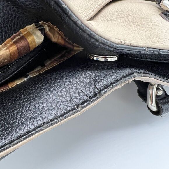 Tignanello Perfect Pockets Tote Colorblock Pebbled Leather Taupe/Black - Picture 14 of 14